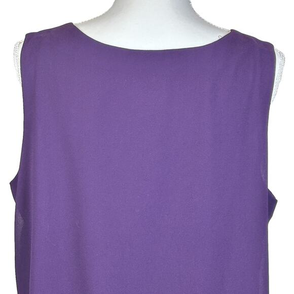 R&M Richards Top Women Size 18 Tall Purple Beaded Embroidered Lined Event Tank - Picture 5 of 12